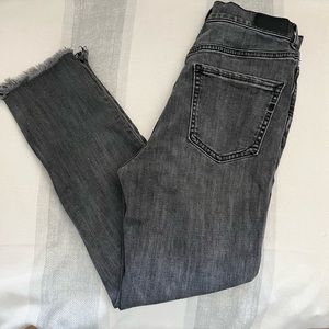 Express High rise raw hem mom jeans